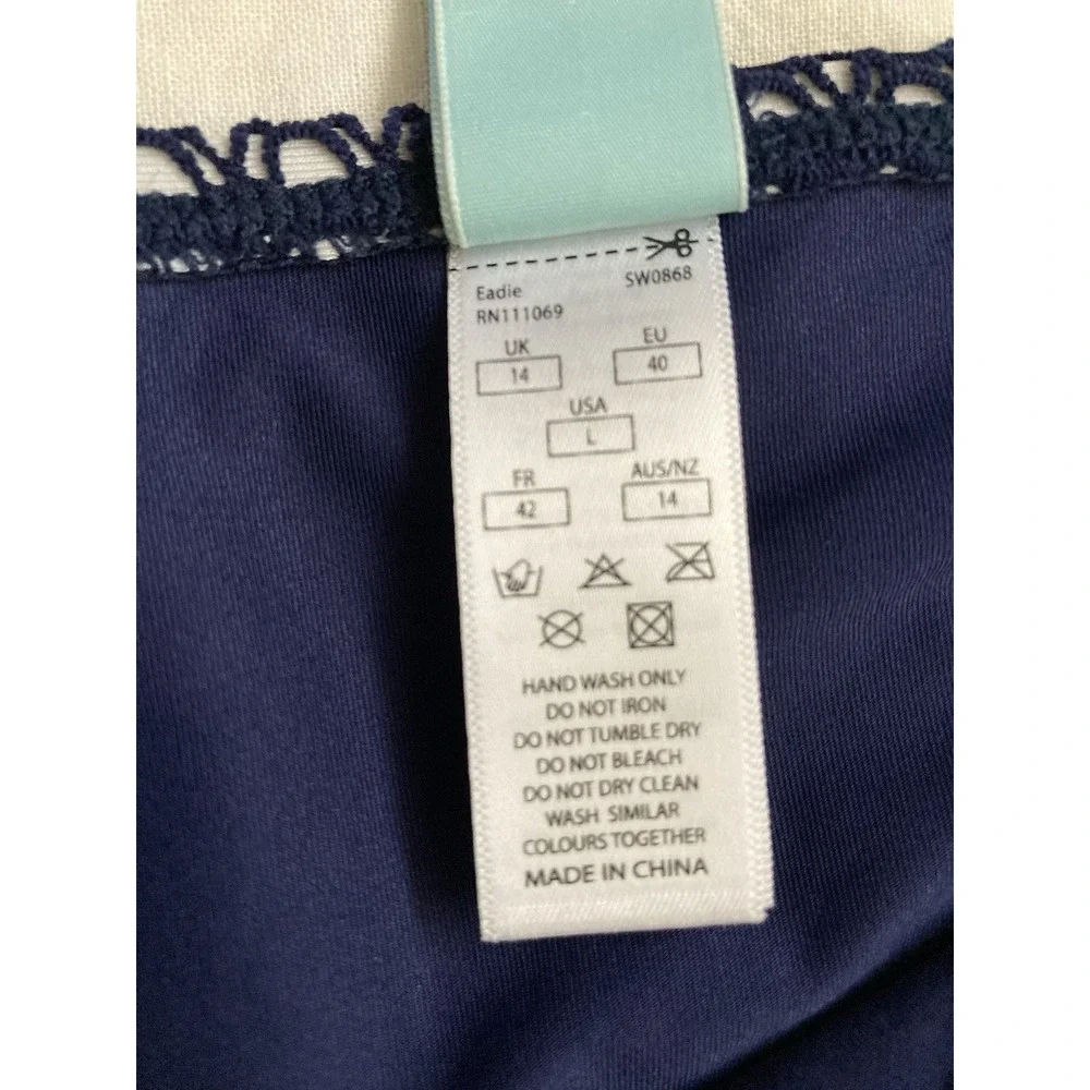 Panache Bikini Swim Bottom Crochet Skirted Blue Size Large‎ Summer Boho Festival